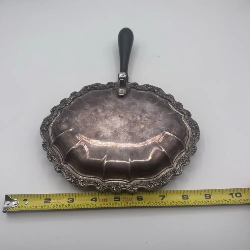 Vintage Silver Plated Silent Butler Crumb Catcher with Black Handle Mid Century
